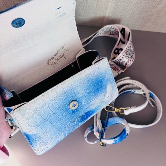 Artistic Crossbody Bag with Evil Eye Design - Picture 4 of 12